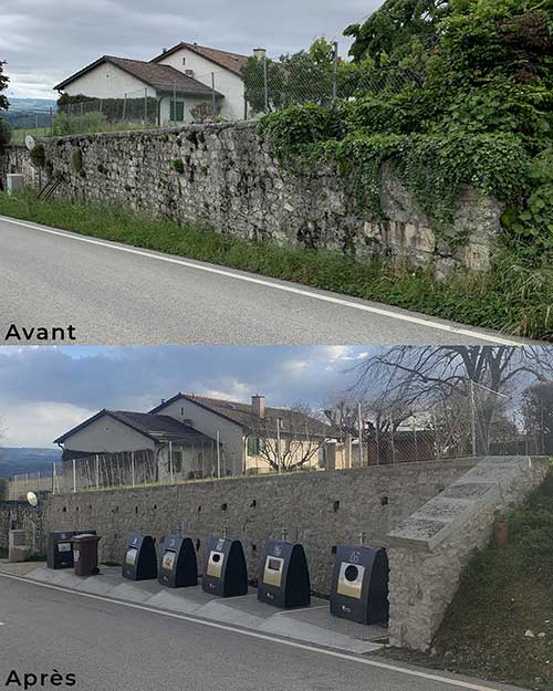 Implantation d'un point de récupération et reconstruction d'un mur historique - Satigny